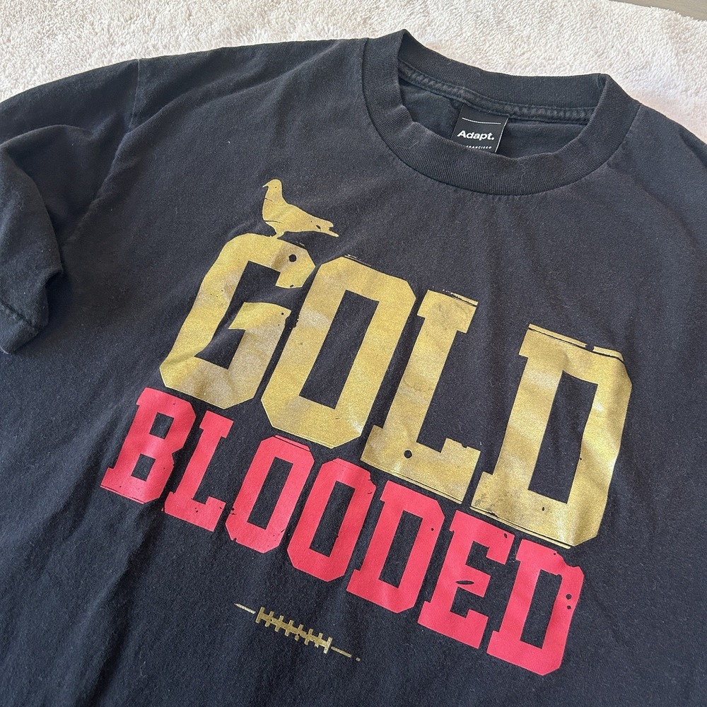 Adapt Clothing Gold Blooded San Francisco 49ers Shirt Size Large (Fits Like Med)